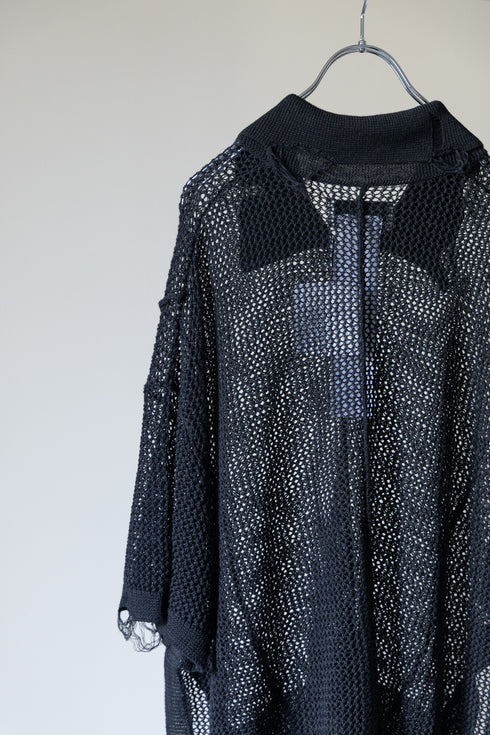 【Licht Bestreben】"クラッシュドメッシュニットポロショートスリーブ"